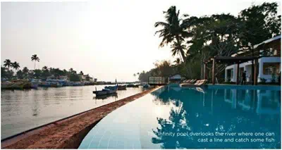 The infinity pool overlooks the river where one can cast a line and catch some fish